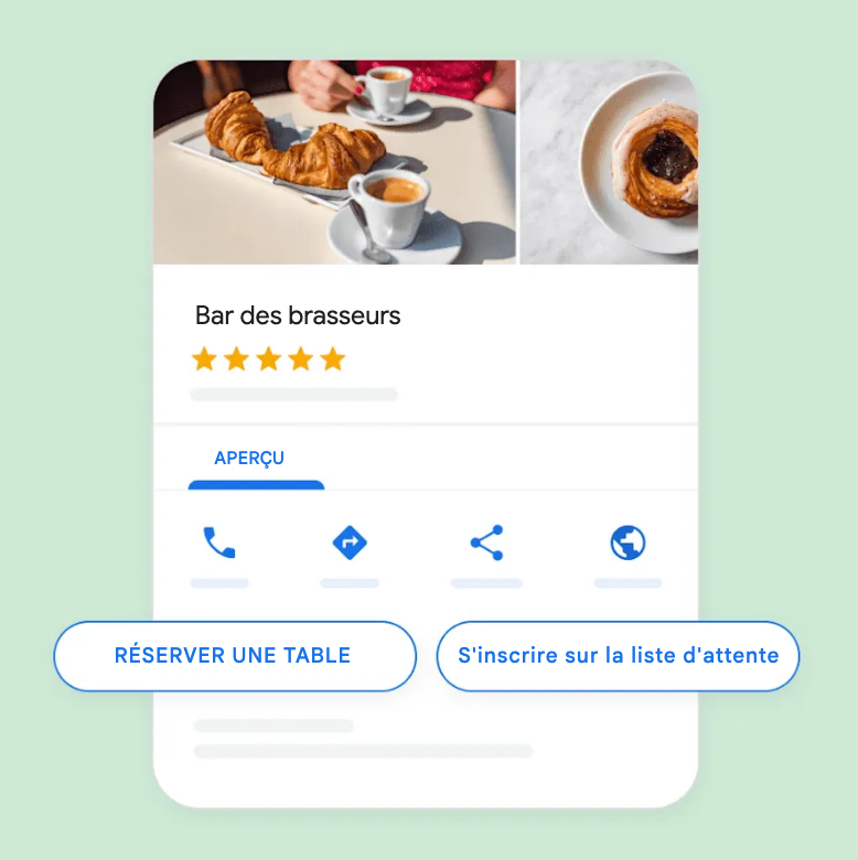 Réservation de table via Google My Business optimisée par Larus Lab