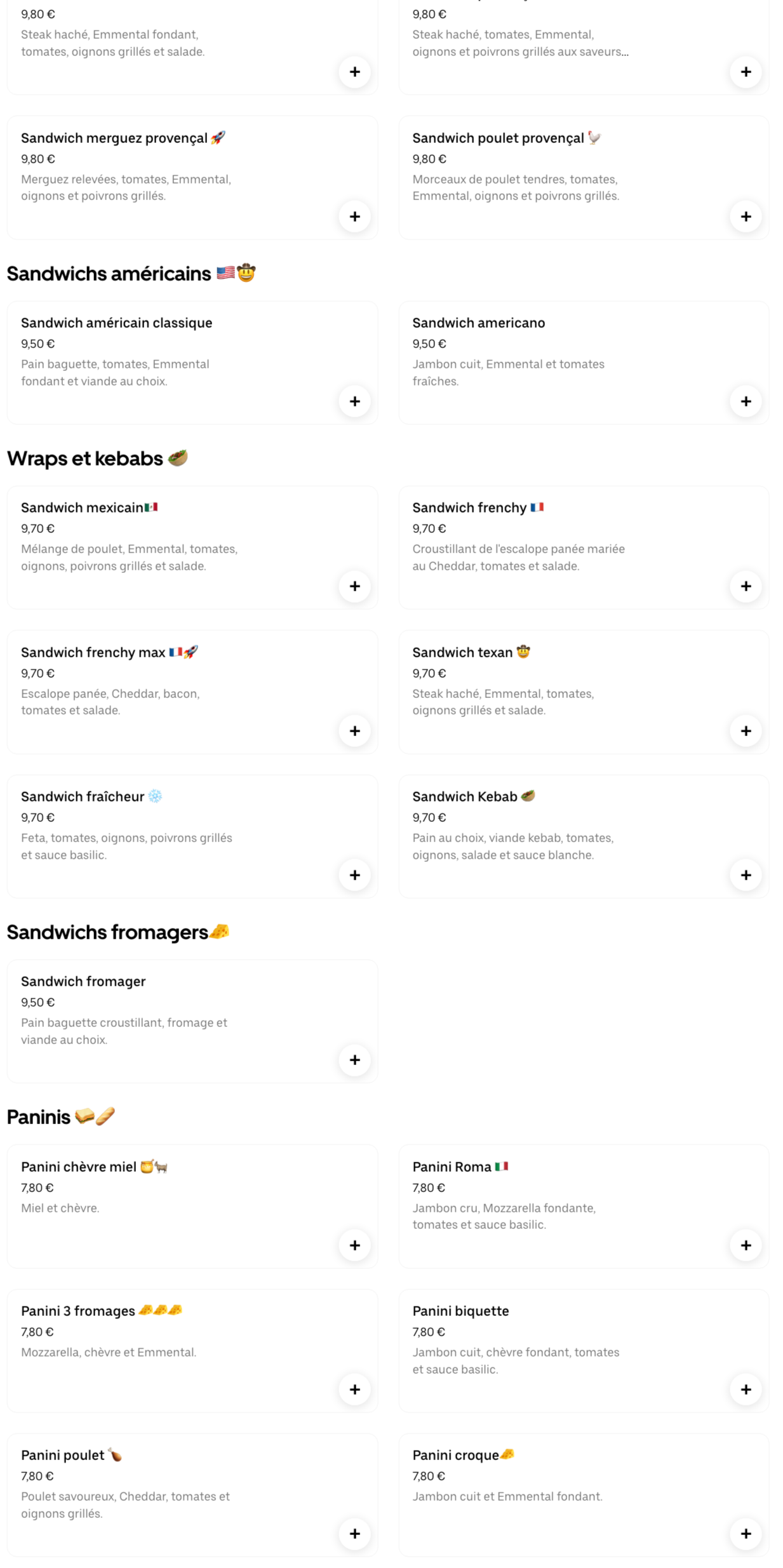 Avant optimisation Uber Eats