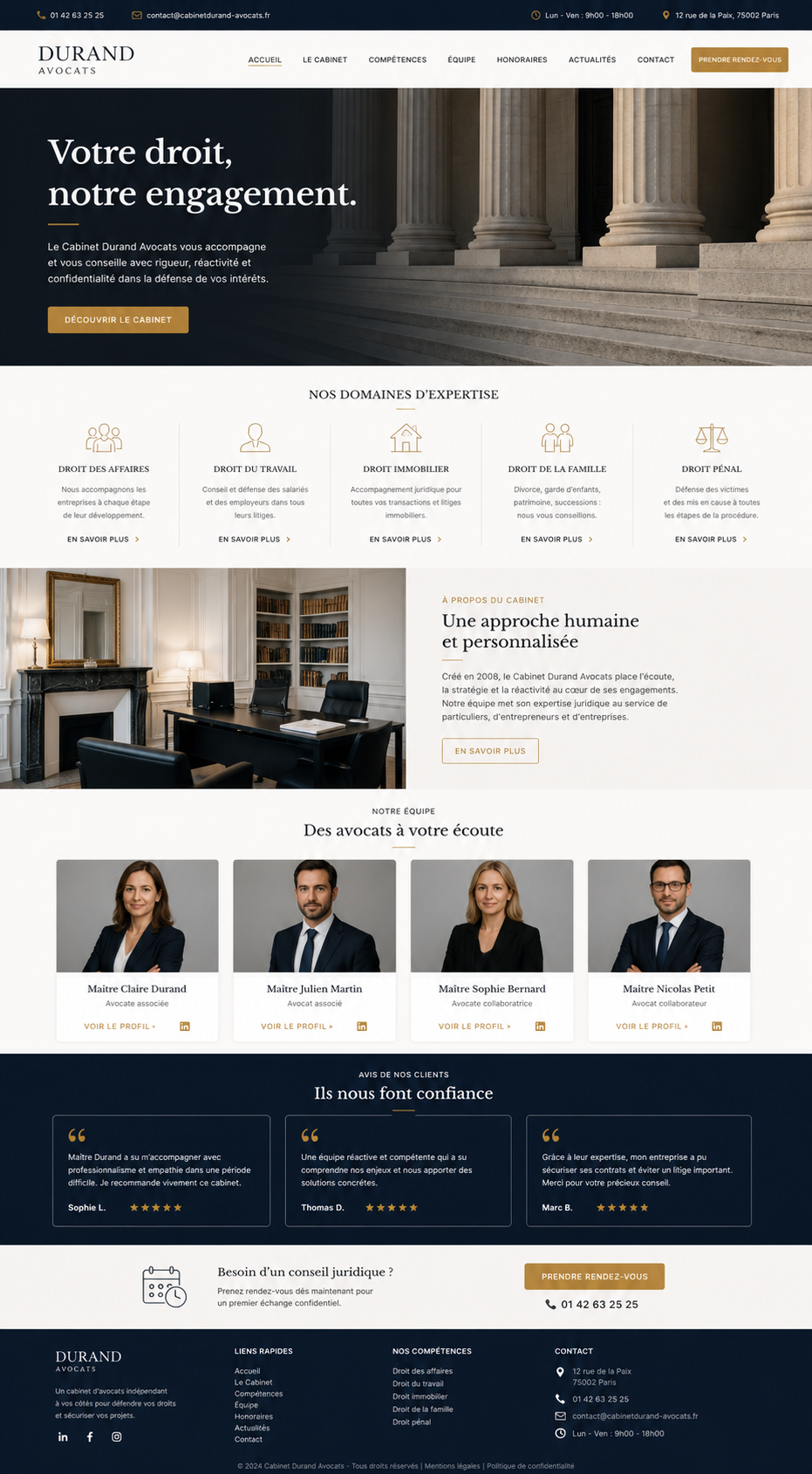 Aperçu du site et marketing juridique