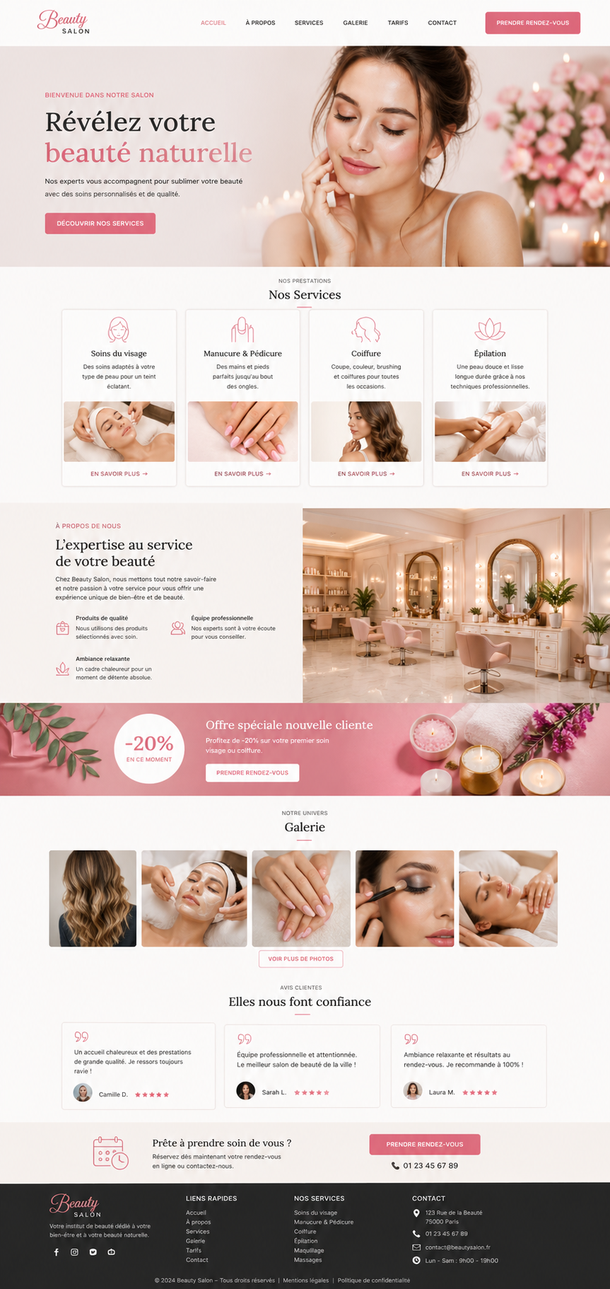 Aperçu du site et gestion Google pour salon de beauté